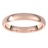 18K Rose Gold Domed Light Comfort Fit Wedding Band, 3 mm Wide