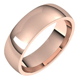 10K Rose Gold Domed Light Comfort Fit Wedding Band, 5 mm Wide