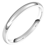 Sterling Silver Domed Light Comfort Fit Wedding Band, 2 mm Wide