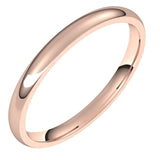 10K Rose Gold Domed Light Comfort Fit Wedding Band, 2 mm Wide