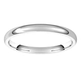 Sterling Silver Domed Light Comfort Fit Wedding Band, 2 mm Wide
