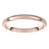 14K Rose Gold Domed Light Comfort Fit Wedding Band, 2 mm Wide