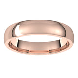 14K Rose Gold Domed Light Comfort Fit Wedding Band, 4 mm Wide