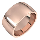 18K Rose Gold Domed Light Comfort Fit Wedding Band, 10 mm Wide