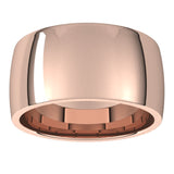18K Rose Gold Domed Light Comfort Fit Wedding Band, 10 mm Wide