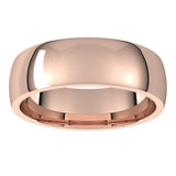 10K Rose Gold Domed Light Comfort Fit Wedding Band, 6 mm Wide