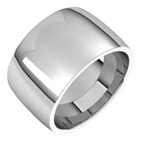 18K White Gold Domed Light Comfort Fit Wedding Band, 12 mm Wide
