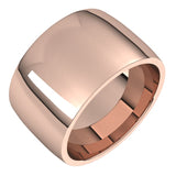18K Rose Gold Domed Light Comfort Fit Wedding Band, 12 mm Wide