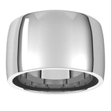 18K White Gold Domed Light Comfort Fit Wedding Band, 12 mm Wide