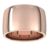 10K Rose Gold Domed Light Comfort Fit Wedding Band, 12 mm Wide