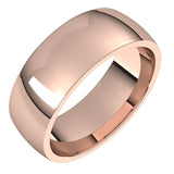 18K Rose Gold Domed Light Comfort Fit Wedding Band, 7 mm Wide