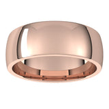 18K Rose Gold Domed Light Comfort Fit Wedding Band, 7 mm Wide