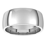 14K White Gold Domed Light Comfort Fit Wedding Band, 8 mm Wide