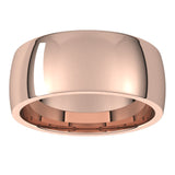 14K Rose Gold Domed Light Comfort Fit Wedding Band, 8 mm Wide