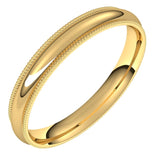 10K Yellow Gold Milgrain Domed Light Comfort Fit Wedding Band, 3 mm Wide