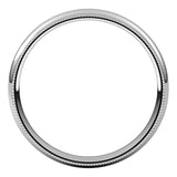 10K White Gold Milgrain Domed Light Comfort Fit Wedding Band, 3 mm Wide