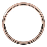 14K Rose Gold Milgrain Domed Light Comfort Fit Wedding Band, 3 mm Wide