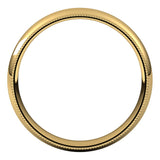 10K Yellow Gold Milgrain Domed Light Comfort Fit Wedding Band, 4 mm Wide