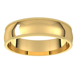 10K Yellow Gold Milgrain Domed Light Comfort Fit Wedding Band, 5 mm Wide