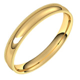 10K Yellow Gold Milgrain Domed Light Comfort Fit Wedding Band, 3 mm Wide
