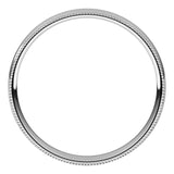 10K White Gold Milgrain Domed Light Comfort Fit Wedding Band, 3 mm Wide