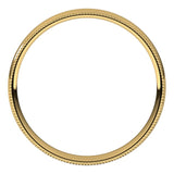 14K Yellow Gold Milgrain Domed Light Comfort Fit Wedding Band, 3 mm Wide