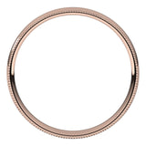 14K Rose Gold Milgrain Domed Light Comfort Fit Wedding Band, 3 mm Wide