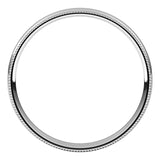 Platinum Milgrain Domed Light Comfort Fit Wedding Band, 2.5 mm Wide