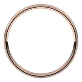 18K Rose Gold Milgrain Domed Light Comfort Fit Wedding Band, 2.5 mm Wide