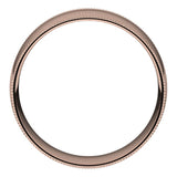 14K Rose Gold Milgrain Domed Light Comfort Fit Wedding Band, 7 mm Wide