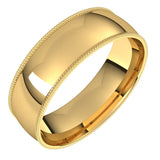 10K Yellow Gold Milgrain Domed Light Comfort Fit Wedding Band, 6 mm Wide