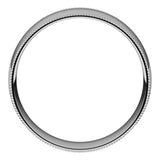 14K White Gold Milgrain Domed Light Comfort Fit Wedding Band, 6 mm Wide