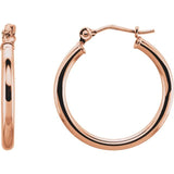 14K Rose Gold 2 mm Wide Medium/Large Hoop Earrings