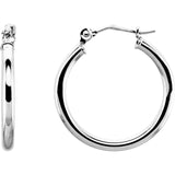 14K White Gold 2 mm Wide Medium/Large Hoop Earrings