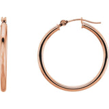 14K Rose Gold 2 mm Wide Medium/Large Hoop Earrings