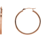 14K Rose Gold 2 mm Wide Medium/Large Hoop Earrings