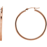 14K Rose Gold 2 mm Wide Medium/Large Hoop Earrings