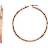 14K Rose Gold 2 mm Wide Medium/Large Hoop Earrings