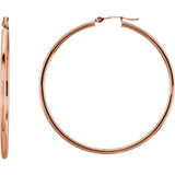 14K Rose Gold 2 mm Wide Medium/Large Hoop Earrings