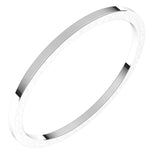 18K White Gold Flat Wedding Band, 1 mm Wide