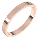 10K Rose Gold Flat Wedding Band, 2.5 mm Wide