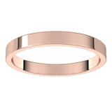 10K Rose Gold Flat Wedding Band, 2.5 mm Wide