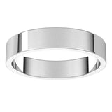 18K White Gold Flat Wedding Band, 4 mm Wide