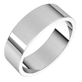 18K White Gold Flat Wedding Band, 6 mm Wide