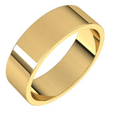 10K Yellow Gold Flat Wedding Band, 6 mm Wide