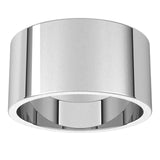 10K White Gold Flat Wedding Band, 10 mm Wide