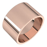 18K Rose Gold Flat Wedding Band, 12 mm Wide
