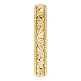 14K Yellow Gold Design-Engraved Wedding Band, 3.2 mm Wide