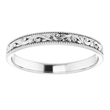 Platinum Design-Engraved Wedding Band, 3.2 mm Wide