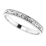 Platinum Design-Engraved Wedding Band, 3.2 mm Wide